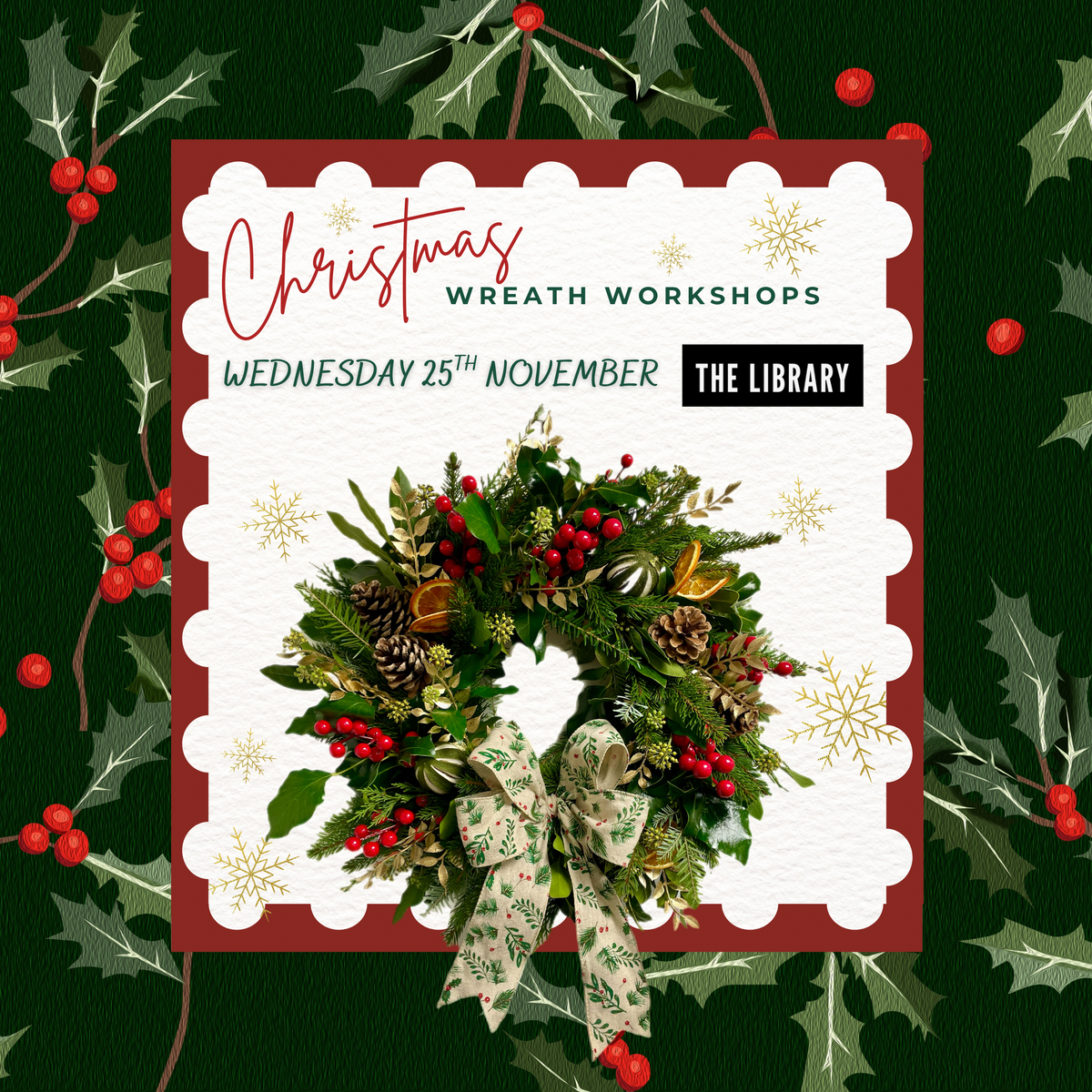 Wreath workshop at The Library - Event Ticket | 25 November 2026, 7-9pm